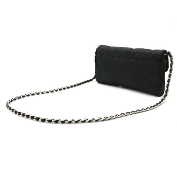 12230651 2 Prada Quilted Chain Nylon Leather 2WAY Clutch Bag Nero Black