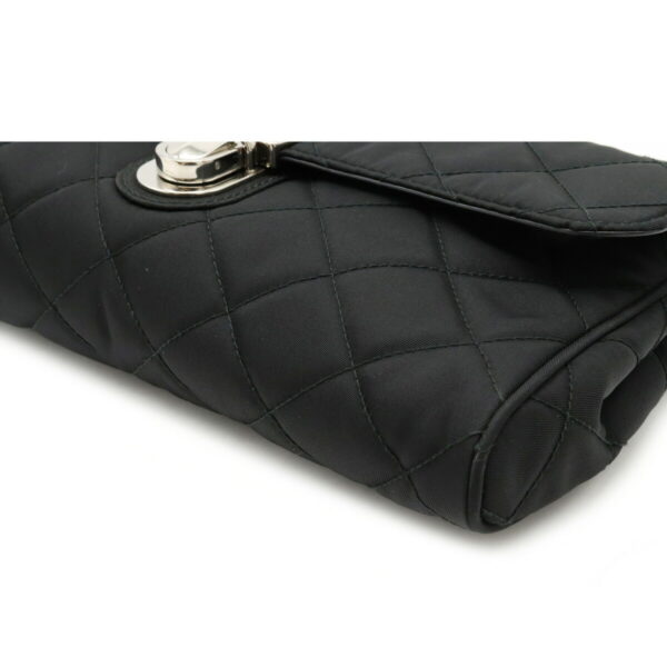 12230651 3 Prada Quilted Chain Nylon Leather 2WAY Clutch Bag Nero Black