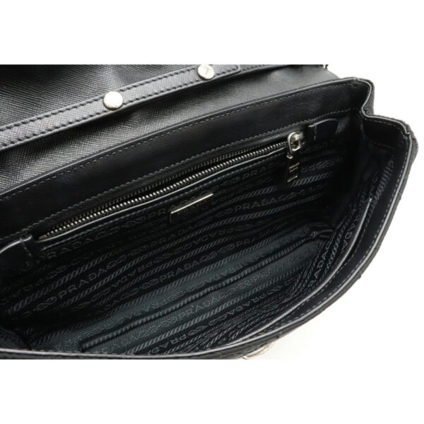 12230651 5 Prada Quilted Chain Nylon Leather 2WAY Clutch Bag Nero Black