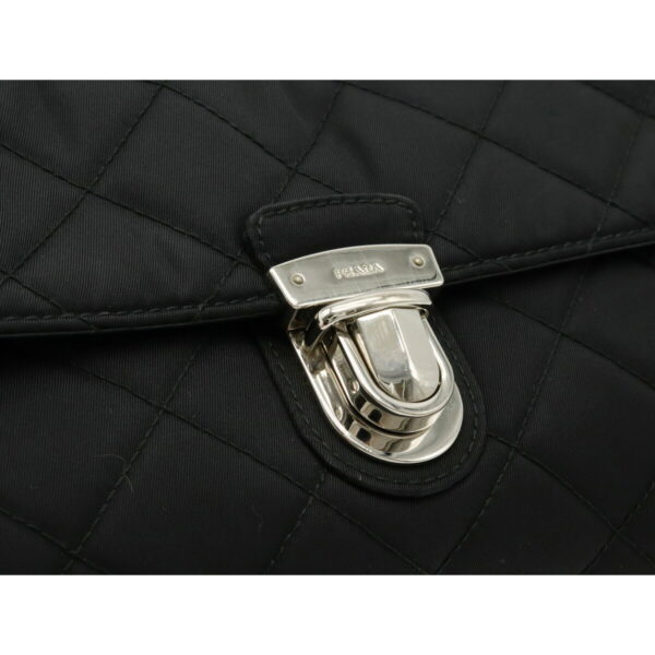 12230651 8 Prada Quilted Chain Nylon Leather 2WAY Clutch Bag Nero Black