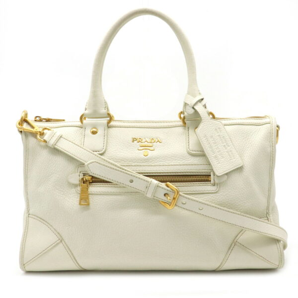 12230653 1 Prada Leather 2WAY Shoulder Bag Ivory White