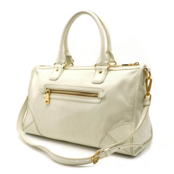 12230653 2 Prada Leather 2WAY Shoulder Bag Ivory White