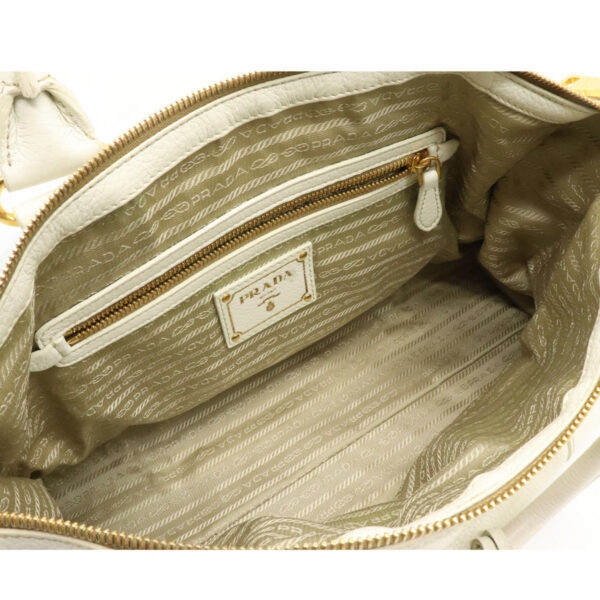 12230653 5 Prada Leather 2WAY Shoulder Bag Ivory White