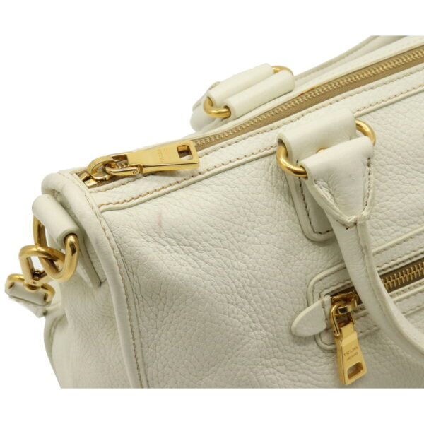 12230653 6 Prada Leather 2WAY Shoulder Bag Ivory White