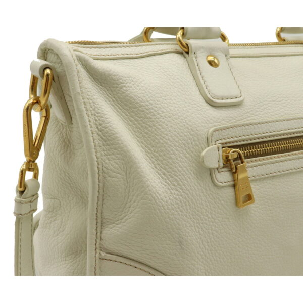 12230653 7 Prada Leather 2WAY Shoulder Bag Ivory White