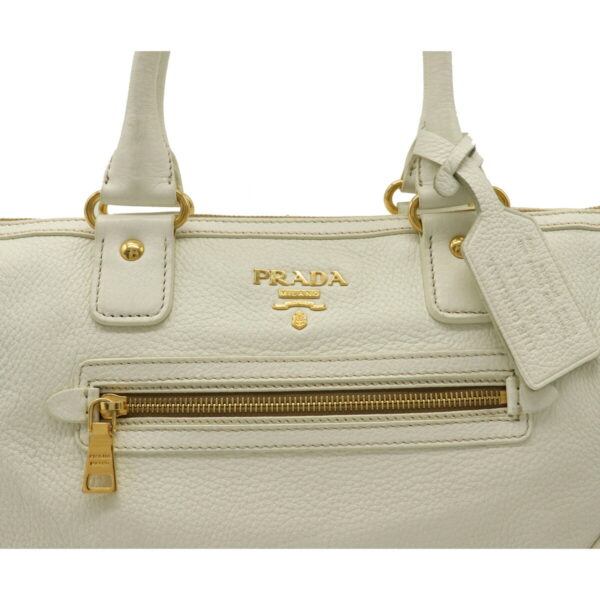 12230653 9 Prada Leather 2WAY Shoulder Bag Ivory White