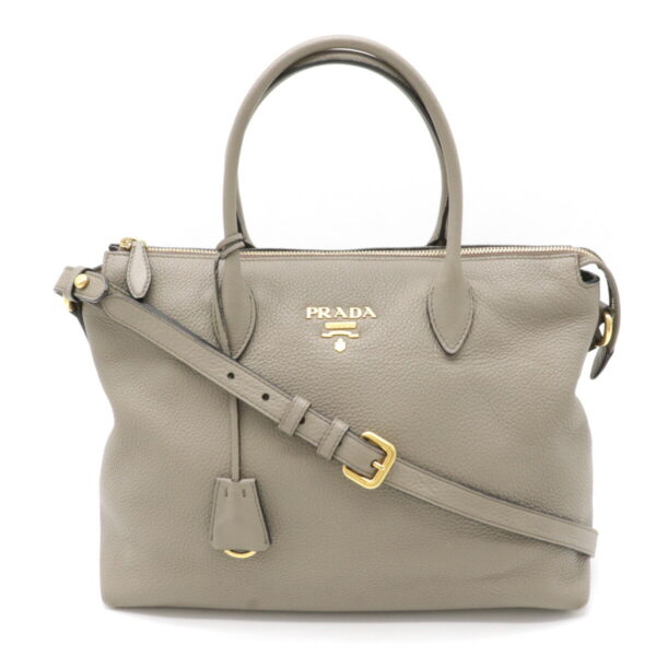 12230736 1 Prada Leather 2WAY Shoulder Bag Greige