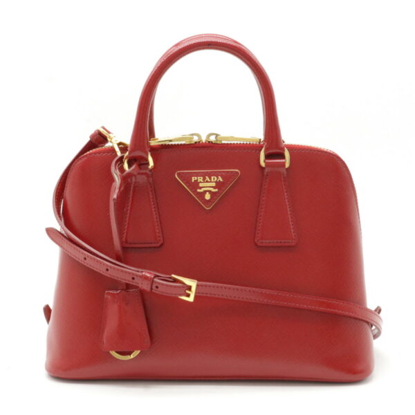 12230737 1 Prada Promenade Saffiano Patent Leather 2WAY Shoulder Bag Rosso Red