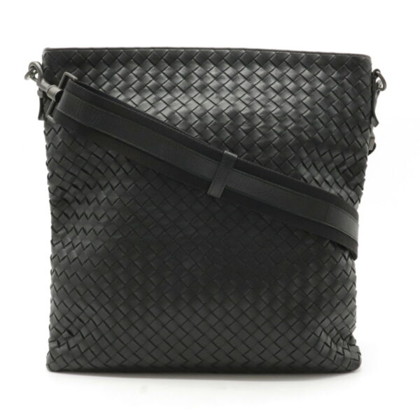 12240258 1 Bottega Veneta Intrecciato Shoulder Bag Leather Black