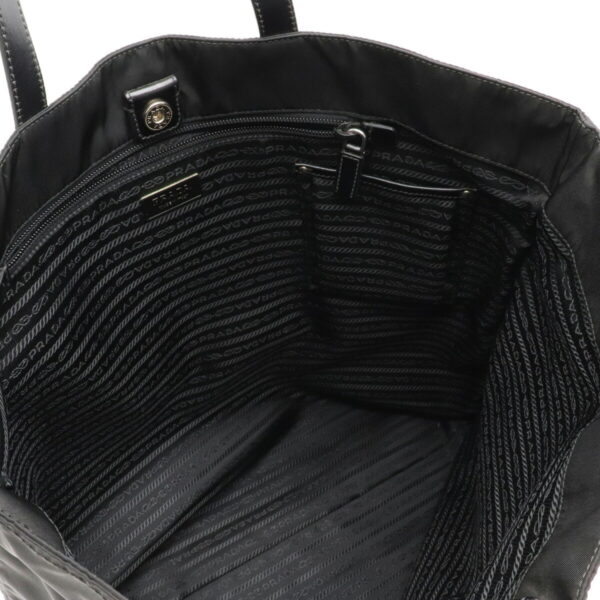 12240337 5 Prada Nylon Leather Shoulder Tote Nero Black