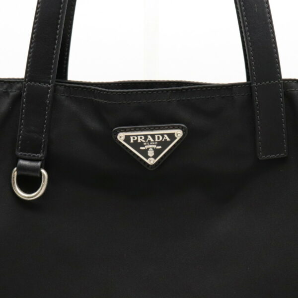 12240337 7 Prada Nylon Leather Shoulder Tote Nero Black