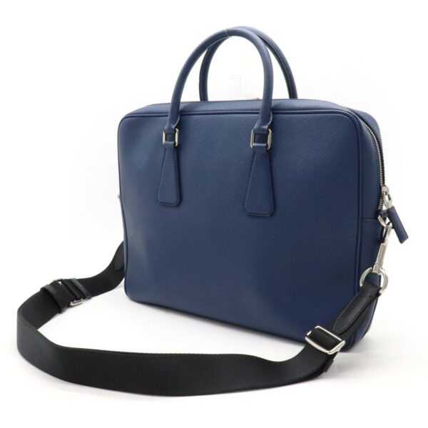 12240714 2 Prada Business Bag Briefcase Blue Gray Striped Leather