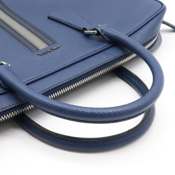 12240714 4 Prada Business Bag Briefcase Blue Gray Striped Leather