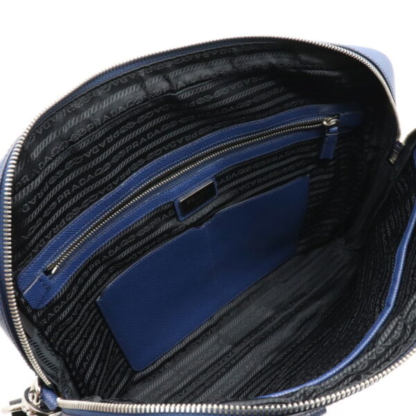 12240714 5 Prada Business Bag Briefcase Blue Gray Striped Leather