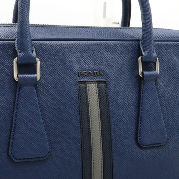 12240714 7 Prada Business Bag Briefcase Blue Gray Striped Leather