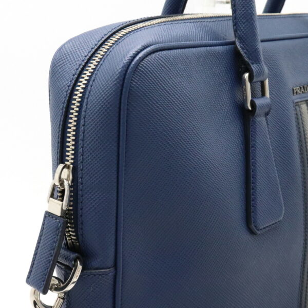 12240714 8 Prada Business Bag Briefcase Blue Gray Striped Leather