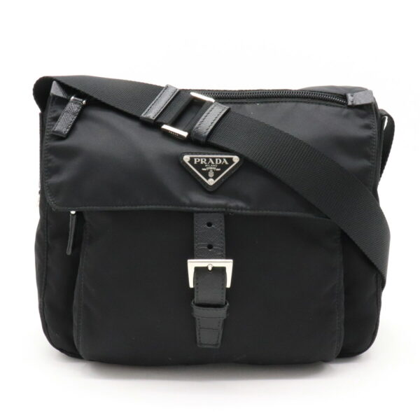 12240715 1 Prada Messenger Bag Crossbody Shoulder Bag Nylon Leather Nero Black