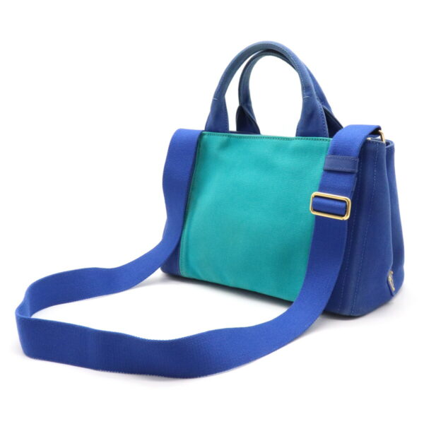 12240792 2 Prada CANAPA Tote Bag 2WAY Shoulder Bag Blue Turquoise