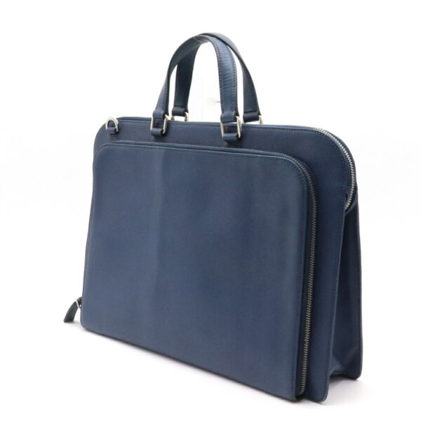 12250039 2 Prada Saffiano Travel Business Bag Briefcase Leather Bluette Blue