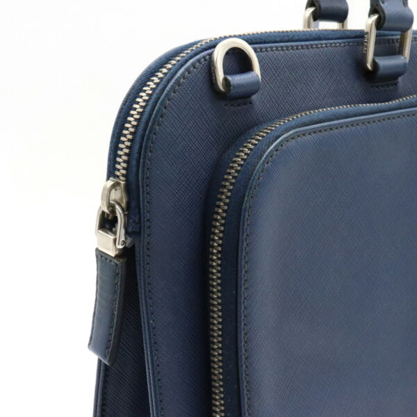 12250039 7 Prada Saffiano Travel Business Bag Briefcase Leather Bluette Blue