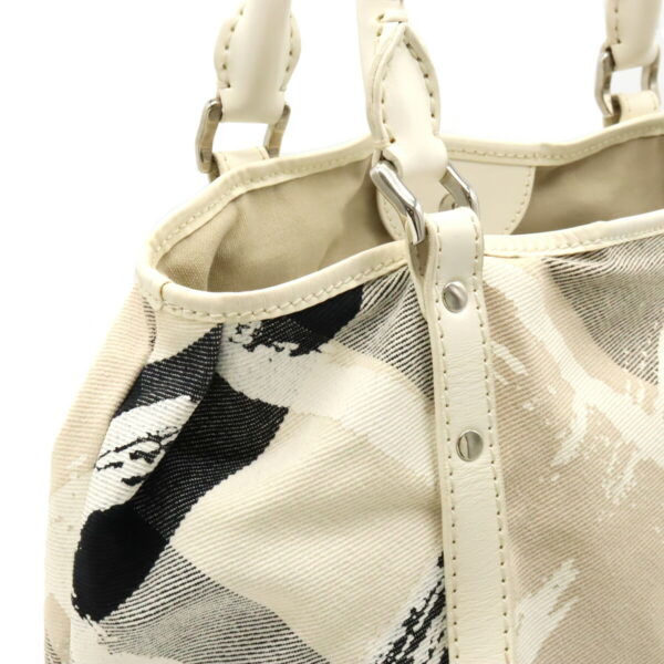 12300422 6 Burberry Plaid Paint Large Tote Bag Leather Beige