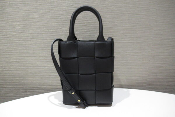 12303304 Bottega Veneta Mini Cassette Tote Bag Maxi Intrecciato Black