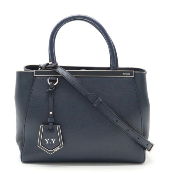 12320622 1 Fendi Petite 2Jours Handbag 2way Leather Navy