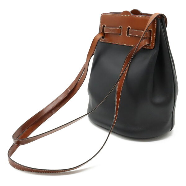 12320745 2 Loewe Lazo Shoulder Drawstring Bag Leather Black Brown