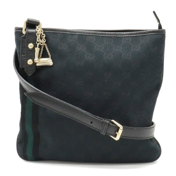 12330414 1 Gucci GG Sherry Line Shoulder Bag Leather Black Green