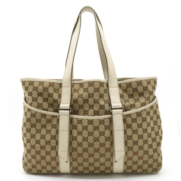 12340453 1 Gucci GG Tote Bag Leather Khaki Beige