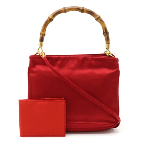 12340469 1 Gucci Bamboo Mini Bag 2way Satin Red