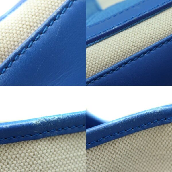 1235 10 Balenciaga Blue Cabas Handbag Canvas Leather White Blue