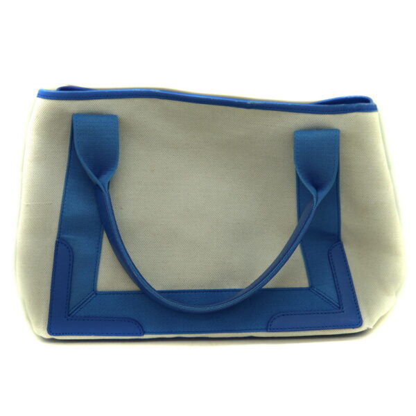 1235 2 Balenciaga Blue Cabas Handbag Canvas Leather White Blue