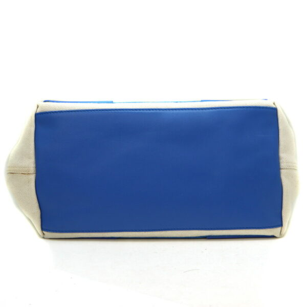 1235 5 Balenciaga Blue Cabas Handbag Canvas Leather White Blue