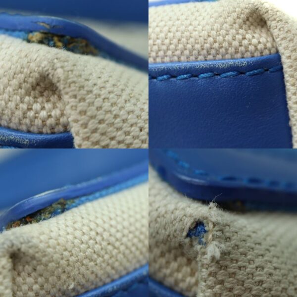 1235 9 Balenciaga Blue Cabas Handbag Canvas Leather White Blue