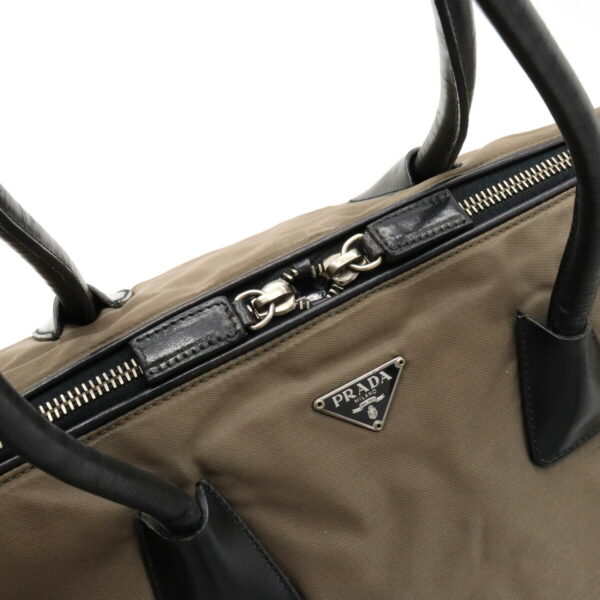 12360460 7 Prada Tote Bag Shoulder Nylon Leather Bicolor Khaki Nero Black