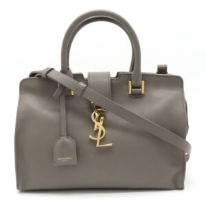 Saint Laurent Monogram Baby Cabas Handbag Leather Gray