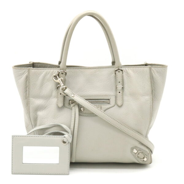 12360952 1 Balenciaga Mini Paper Handbag Leather Light Gray