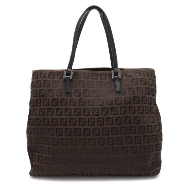 12361000 1 Fendi Zucchino Zucca Pattern Tote Bag Leather Brown