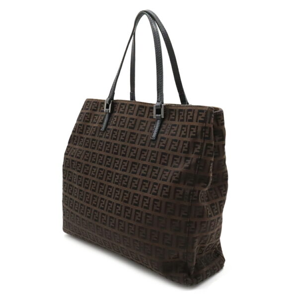 12361000 2 Fendi Zucchino Zucca Pattern Tote Bag Leather Brown