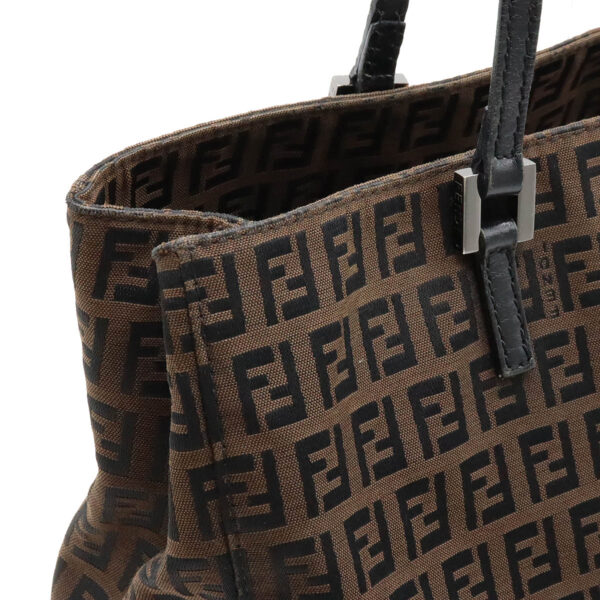 12361000 8 Fendi Zucchino Zucca Pattern Tote Bag Leather Brown