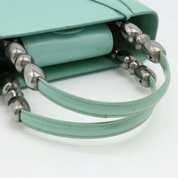 12361025 4 Christian Dior Maris Pearl Handbag Enamel Leather Mint Green