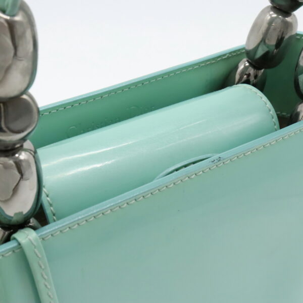 12361025 6 Christian Dior Maris Pearl Handbag Enamel Leather Mint Green