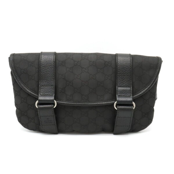 12361047 1 Gucci GG Nylon Waist Bag Leather Black