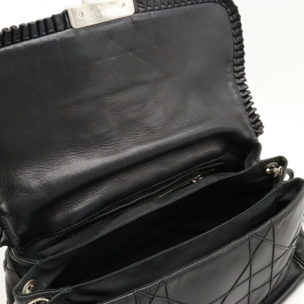 12370213 5 Christian Dior Lock Chain Shoulder Bag Frill Leather Black