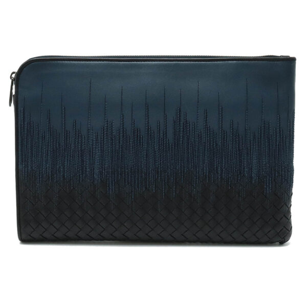 12370846 1 Bottega Veneta Embroidered Intrecciato Clutch Blue