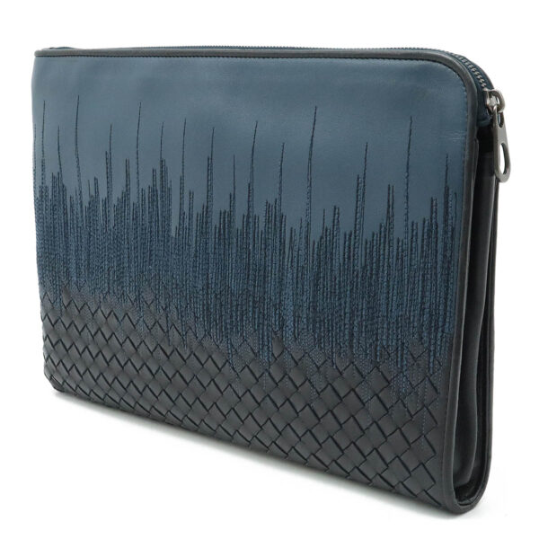 12370846 2 Bottega Veneta Embroidered Intrecciato Clutch Blue