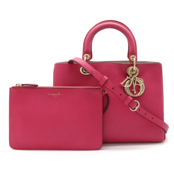 12380302 1 Christian Dior Diorissimo Handbag 2WAY Leather Fuchsia Pink