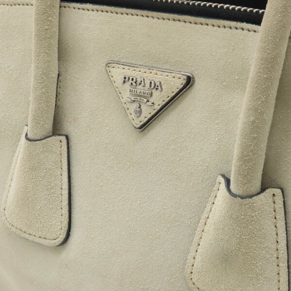 12380753 8 Prada W Zip Handbag Suede Leather Talco Ivory