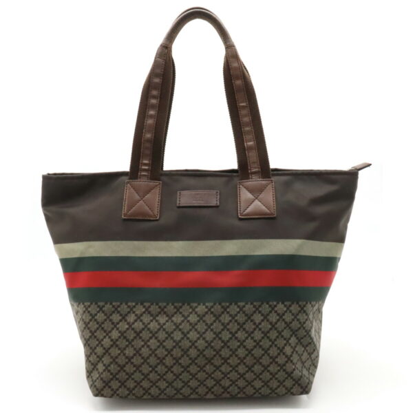 12381061 1 Gucci Diamante Sherry Line Tote Bag Nylon Leather Brown